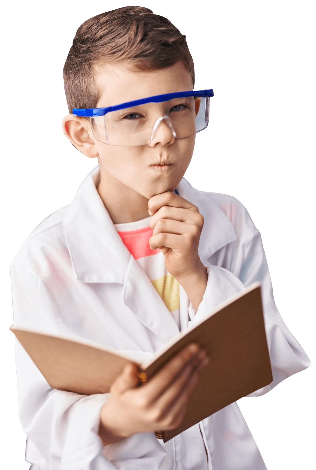Little kid wearing science glasses